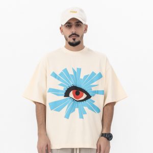 Lanhai Men's Clothing 2025 Spring and Summer New Product Heavy Weight 300g Eyes of All Vision American Fashion Brand Retro High Street Short Sleeve T-Shirt