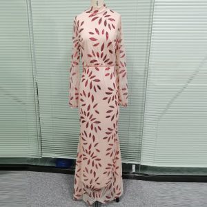 European and American Long Sleeve High Collar Dress Women's Fashion Fishtail Evening Dress Sexy Slim-Fit Hip Dress Women