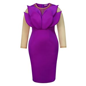 Women's fashion sexy perspective mesh stitching banquet evening dress dress women