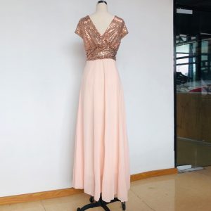 Fashion Women's Dress Chiffon Stitching Dress Women's New Evening Dress European and American Sequins