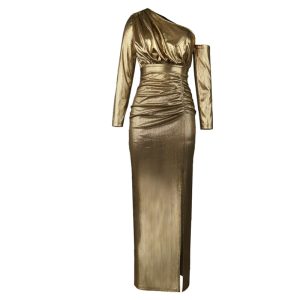 Women's Clothing Light Luxury Socialite Style Sexy One-Shoulder Slant Collar Dress Fashion Banquet Evening Dress Long Dress