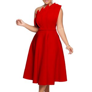 Explosions Women's Fashion Sexy Shoulder Ruffled High Waist Ruffled Banquet Dress Dress Women