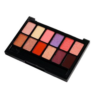 12 Color Eyeshadow Plate Fine Flash Pearlescent Beauty Disc with Brush Soft Mist Matte Eyeshadow