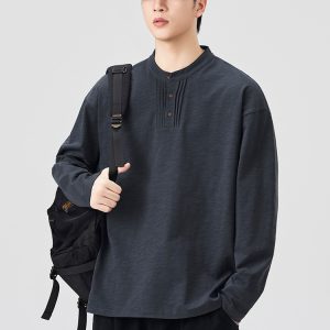 New Bamboo Cotton American Long-Sleeve T-Shirt 2025 Autumn Trendy Versatile Casual Loose Breathable Pure Cotton T-Shirt