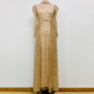 Elegant evening dress new women's long sleeve dress European and American fashion long dress stitching irregular large swing skirt