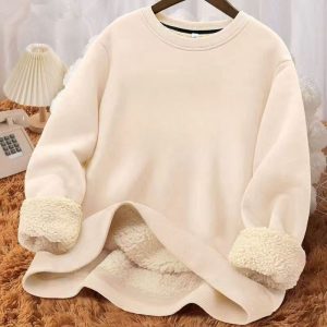 Men's Lamb Wool Sweatshirt Winter Fleece Thick Warm Trendy Stylish Versatile Loose Crew Neck Jacket 1/2