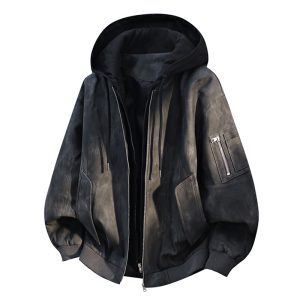 5 New American Fake Two Piece Jackets for Men, Autumn and Winter Thick Youth, Windproof Loose PU Leather Jacket