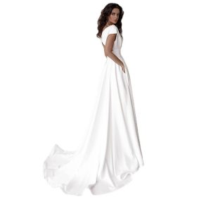Hot women's fashion solid color sexy V-neck High split mop dress dress dress