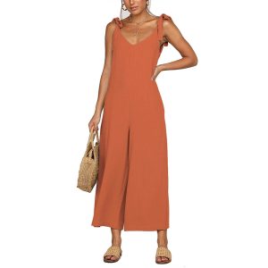 Summer Women's Jumpsuit Cropped Pants Bow Suspender Jumpsuit for Women