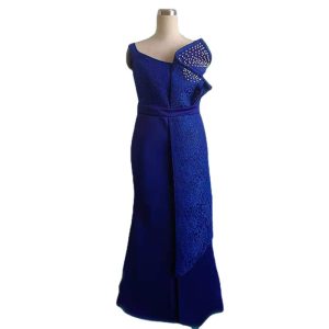 Women's fashion sexy off-neck handmade lotus leaf beaded irregular lace dress dress