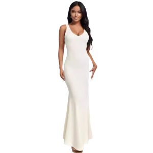 Women's fashion solid color sexy V-neck sleeveless strap hip dress dress women