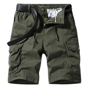 Summer New Men's Cargo Shorts Pure Cotton Men's Casual Multi-Pocket Pants Loose Large Size Ready-To-Wear Dyed Mid-Length Pants Trendy Brand
