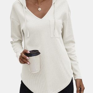 European and American Clothing Waffle Casual Fashion Hooded Classic Plaid Long-Sleeved Sweatshirt t