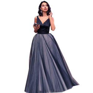 Women's Fashion Sexy V-neck Backless High-end Dress Long Dress Large Swing Evening Dress Women